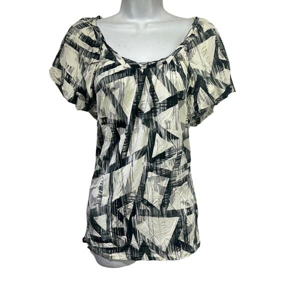 Armani exchange black white abstract blouse Size M - Picture 1 of 4